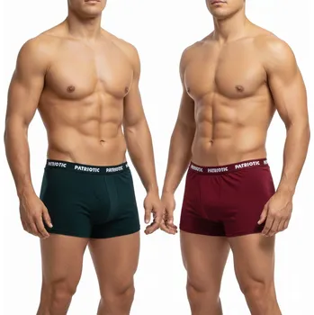 Pánské spodní prádlo Pánské boxerky Patriotic dvojbalení - bavlna 95 % | Pohodlné bordó zelené L