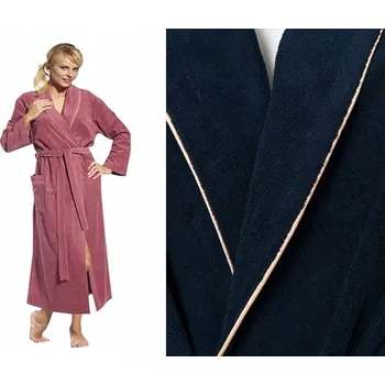 Dámské oblečení Župan Velký BAVLNA na zavazování 5XL Námořnická Modrá