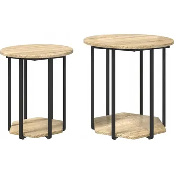 Konferenční stolek VidaXL Odkládací stolek 2 ks, dub Sonoma, dřevotříska a kov