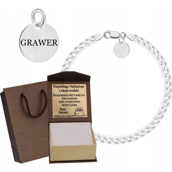 Náramek STŘÍBRNÝ PLNÝ PÁNSKÝ NÁRAMEK PANCÉŘOVÝ MASIVNÍ RYZOST 925 + GRAVÍROVÁNÍ DÁREK