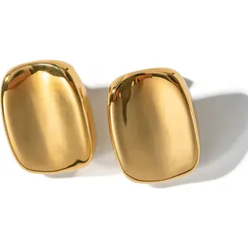 Náušnice B-TOP Minimalistické obdélníkové klipsové náušnice v lesklém provedení Druh barvy: Zlatá
