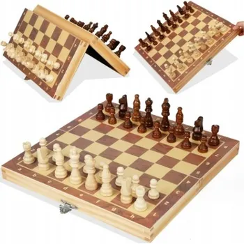 Desková hra Sada deskových her 3v1 dřevěné šachy vrhcáby triktrak logické hry