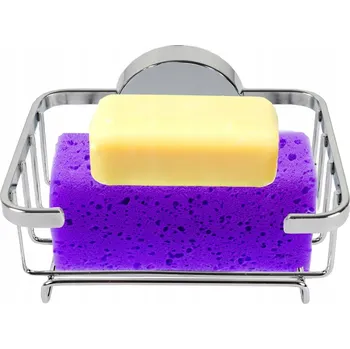 Mýdlenka MALÁ KOUPELNOVÁ POLIČKA SAMOLEPICÍ NA MÝDLO OCELOVÁ STŘÍBRNÁ MÝDLENKA