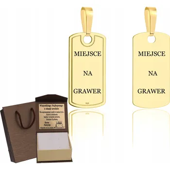 Přívěsek ZLATÁ VOJENSKÁ ZNÁMKA NA ŘETÍZEK - RYZOST 925 + GRAVÍROVÁNÍ DÁREK