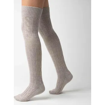 Dámské ponožky Béžové dámské vlněné nadkolenky Art.089 TD10, BEIGE Velikost: 38/40