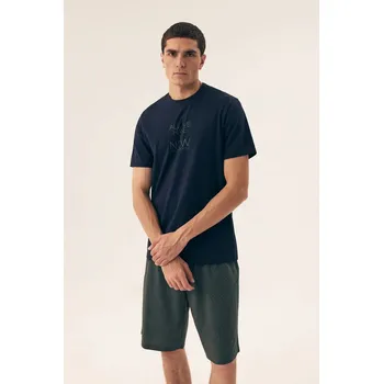 Pánské oblečení Pyžamo Henderson Dreamer 100% Bavlna Krátký Rukáv, ZELENÁ-ZELENÁ L i170_42632-59X-L