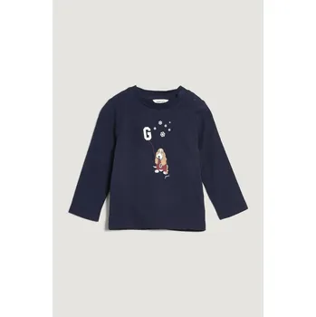 TOP GANT DOG AND SNOWFLAKES PRINT LS TOP EVENING BLUE
