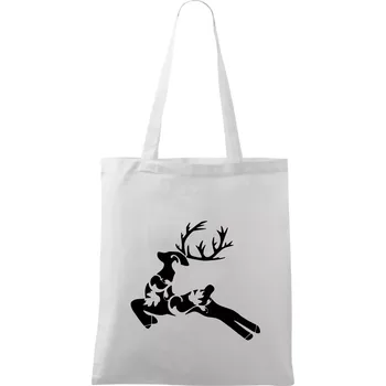 Nákupní taška Laň z listů - Taška bavlněná - 42 x 38 cm ( Bílá )