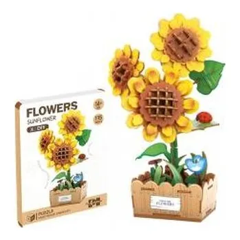 Puzzle DIY drewniane kwiatki 3D słoneczniki