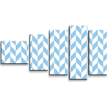 Obraz Sablio Obraz - 5-dílný Modrobílé kosodélníky - 100x60 cm