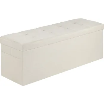 Zahrada Vevor Skládací úložný puf lavička len, boční kapsy, nosnost 660 lbs béžový