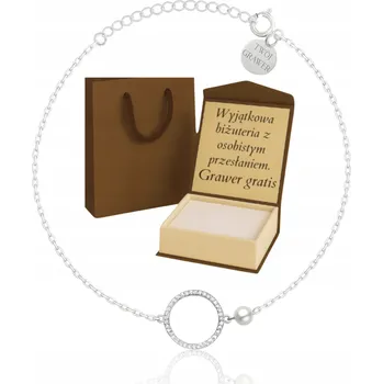 Náramek STŘÍBRNÝ NÁRAMEK POVRCHOVĚ UPRAVENÝ RHODIEM, DÁMSKÝ, RYZOST 925 SE ZIRKONY GRAVÍROVÁNÍ DÁREK