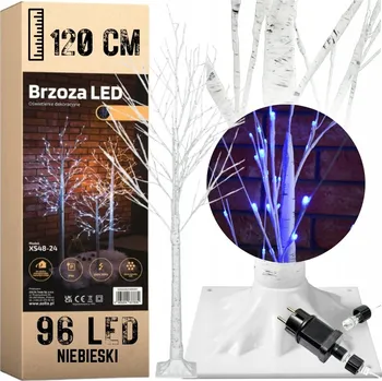 Vánoční dekorace VÁNOČNÍ STROMEK BŘÍZA LED SVĚTÝLKA 120CM 96 LED VÁNOCE MODRÁ BARVA