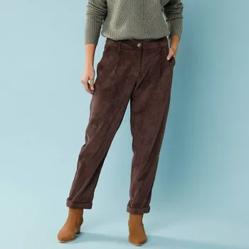 Manšestrové 7/8 chino kalhoty pro menší postavu čokoládová 36