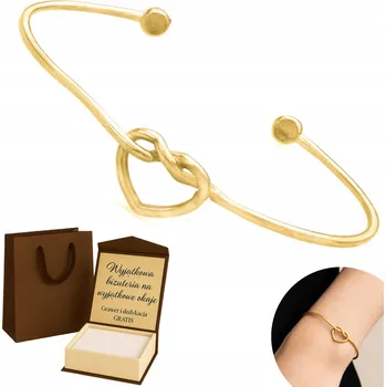 Náramek ZLATÝ DÁMSKÝ NÁRAMEK PEVNÝ SE SRDCEM RYZOST 925 585 + GRAVÍROVÁNÍ SADA