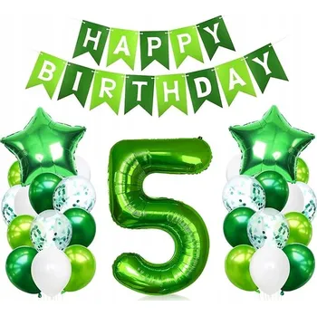 Balónek Fóliový balónek ve tvaru číslice 5, zelený, narozeninová ČÍSLICE, 100 cm