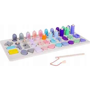 Puzzle MAGNETICKÉ PASTELOVÉ MONTESSORI DŘEVĚNÉ POČÍTADLO ČÍSLA PÍSMENA RYBIČKY