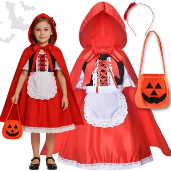 Karnevalový kostým Kostým Převlek červená kapuce plášť Halloween karneval 146 152 cm