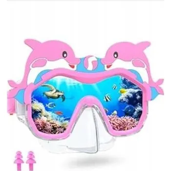 Potápěčská maska Potápěčské Brýle a potápěčské brýle pro děti ve věku 4-16 let, růžové s delfíny