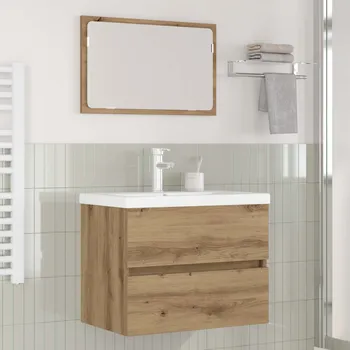 Koupelnový nábytek vidaXL Sada koupelnového nábytku 3 pcs Artisanový dub kompozitní dřevo [3393506]