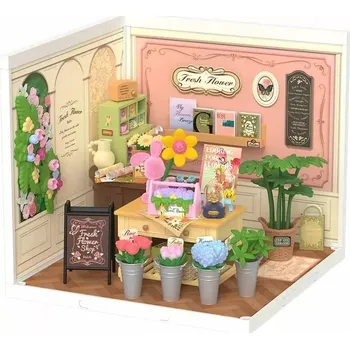 Stavebnice RoboTime 3D dřevěná skládačka Miniatura domečku Květinářství Fresh Flower