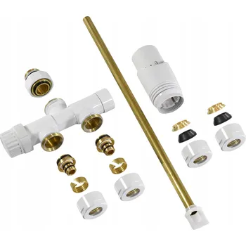 Ventil Termostatický ventil rohový bílý s univerzální hlavicí