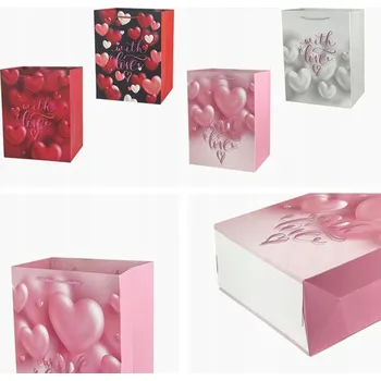 Dárková taška Papírová dárková taška TORO 40x30x12cm MIX velké srdce