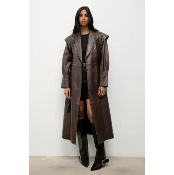 Dámský kabát Kožený kabát Answear.LAB WA25-MKD045 hnědá 88X, vel. L