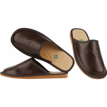 Pánské pantofle Pánské kožené pantofle, pohodlné Papuče Bačkory Bamboše s uzavřenou špičkou, velikost 43