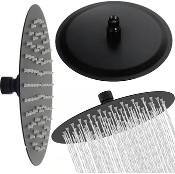 Sprchová hlavice DEŠŤOVÁ SPRCHOVÁ HLAVICE OCELOVÁ TENKÁ kulatá 25cm ČERNÁ slim