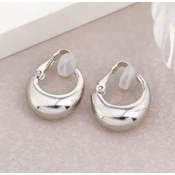 Náušnice B-TOP Masivní dámské kruhové klipsové náušnice Druh barvy: Stříbrná