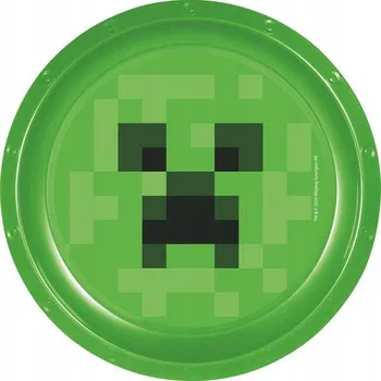 Stolování PLASTOVÝ TALÍŘ ZELENÝ DĚTSKÝ MINECRAFT 20 CM