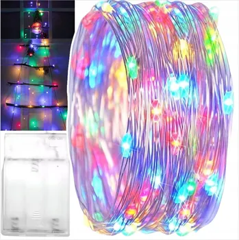 Vánoční dekorace LED LAMPIČKY NA VÁNOČNÍ STROMEČEK NA DRÁTKU SVĚTÝLKA NA BATERIE DRÁTEK OSVĚTLENÍ 5 M