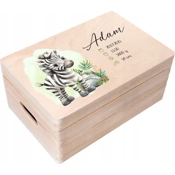 Obraz Krabička vzpomínek s potiskem dárek k narození křtu metrika 30x20x14