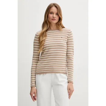 Dámský svetr Vlněný svetr Tommy Hilfiger WW0WW40264 béžová 80X, vel. XXL