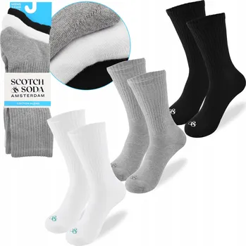 Pánské ponožky SCOTCH&SODA Pánské Ponožky Dlouhé 3 páry Bavlna Barva Mix Logo 41-46
