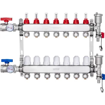 Instalatérský materiál Vevor Rozdělovač podlahového vytápění 7-odbočný 1.27 cm pex s ventily