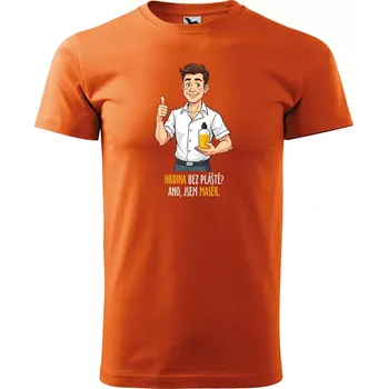 Pánské tričko Sablio Tričko s potiskem Hrdina bez pláště? Ano, jsem masér - oranžové L