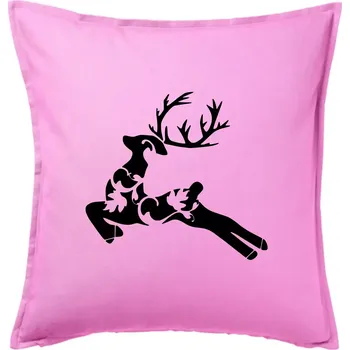 Polštář Laň z listů - Polštář 50x50 - 50x50 - Pouze potah ( Růžová )