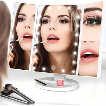 Kosmetické zrcátko Zrcátko na LÍČENÍ Podsvícené LED Kosmetické Stojací Zvětšovací 3X!