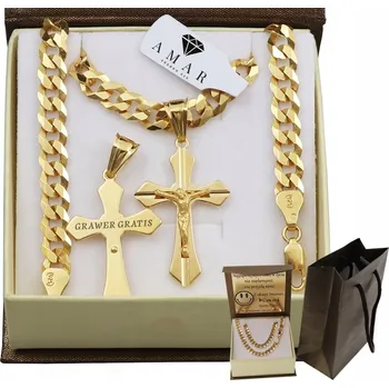 Řetízek Zlatý PLNÝ Pánský ŘETÍZEK PANCR S KŘÍŽKEM RYZOST 925 585 GRAVÍROVÁNÍ DÁREK