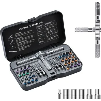Sada nářadí Sada 40 v 1 kufřík s nářadím 184 x 136 x 35 mm s magnetickou ráčnou ve tvaru T, bity a hlavicemi