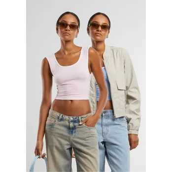 Ladies Contrast Cropped Top - powderblue/white+blushedrose/white L