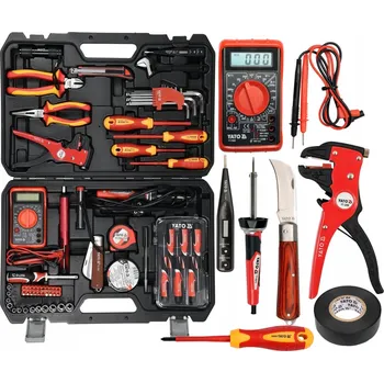 Sada nářadí YT-39009 SADA NÁŘADÍ PRO ELEKTRIKÁŘE 68 DÍLŮ 1000V, KLÍČ, MĚŘIČ PROUDU