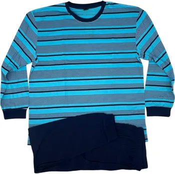 Pánská móda Pánské nadměrné bavlněné pyžama s dlouhým rukávem ZIDANE Barva: Tyrkysová, Velikost: 3XL