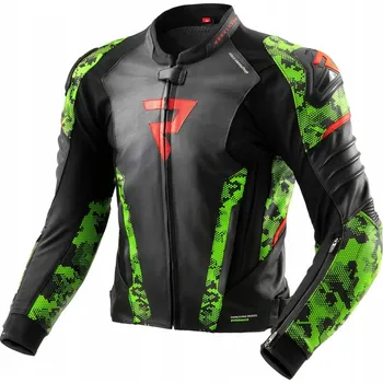 Moto bunda Kožená bunda REBELHORN VELOCE CAMO ČERNÁ/ZELENÁ/FLUO ČERVENÁ velikost 54 + DÁRKY ZDARMA