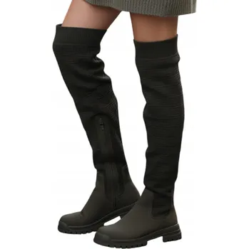 Dámské kozačky DStreet dámské kozačky nad koleno na platformě, velikost 39