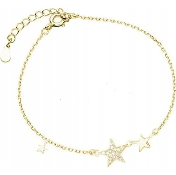 Náramek Dámský zlatý náramek s hvězdičkami na Vánoce, nastavitelný, stříbro 925