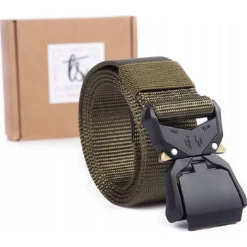 Opasek Vojenský pánský pásek ke kalhotám se sponou zelený