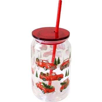 Sklenice Sklenice s brčkem TORO 480ml vánoční motiv